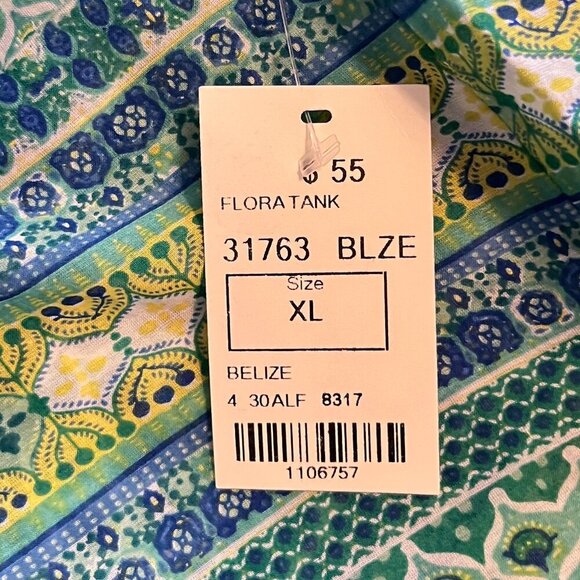Kuhl Flora Sleeveless Tank Blouse Silk Blend Women's XL Blue Green Boho Resort - Picture 9 of 12